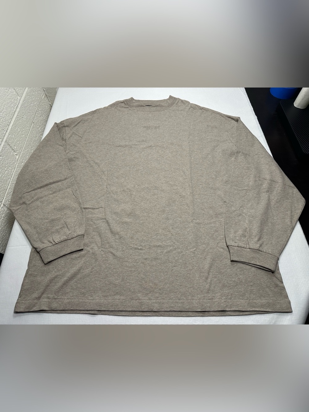NWT Fear Of God Essentials Long Sleeve Shirt Core Heather Oatmeal Size Medium